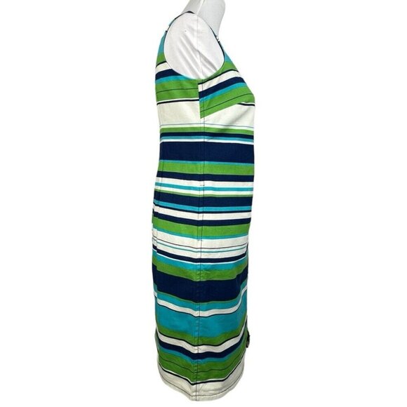Talbots Women’s Blue Green Striped‎ Sleeveless Resortwear Sheath Dress 4P/C32 - Picture 3 of 10